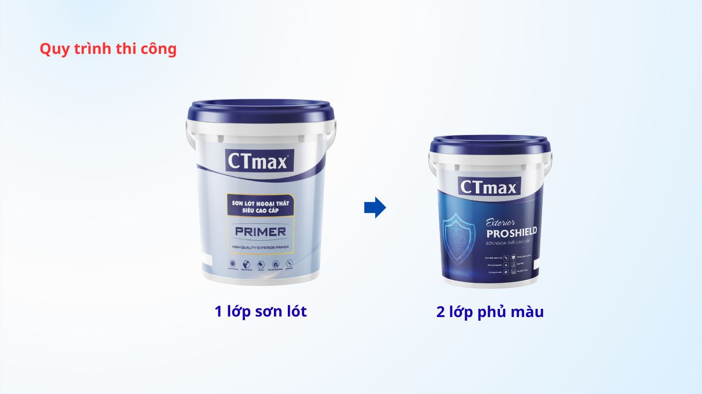 Quy trình thi công sơn lót trường hợp 2 không sử dụng bột bả ( bột trét )