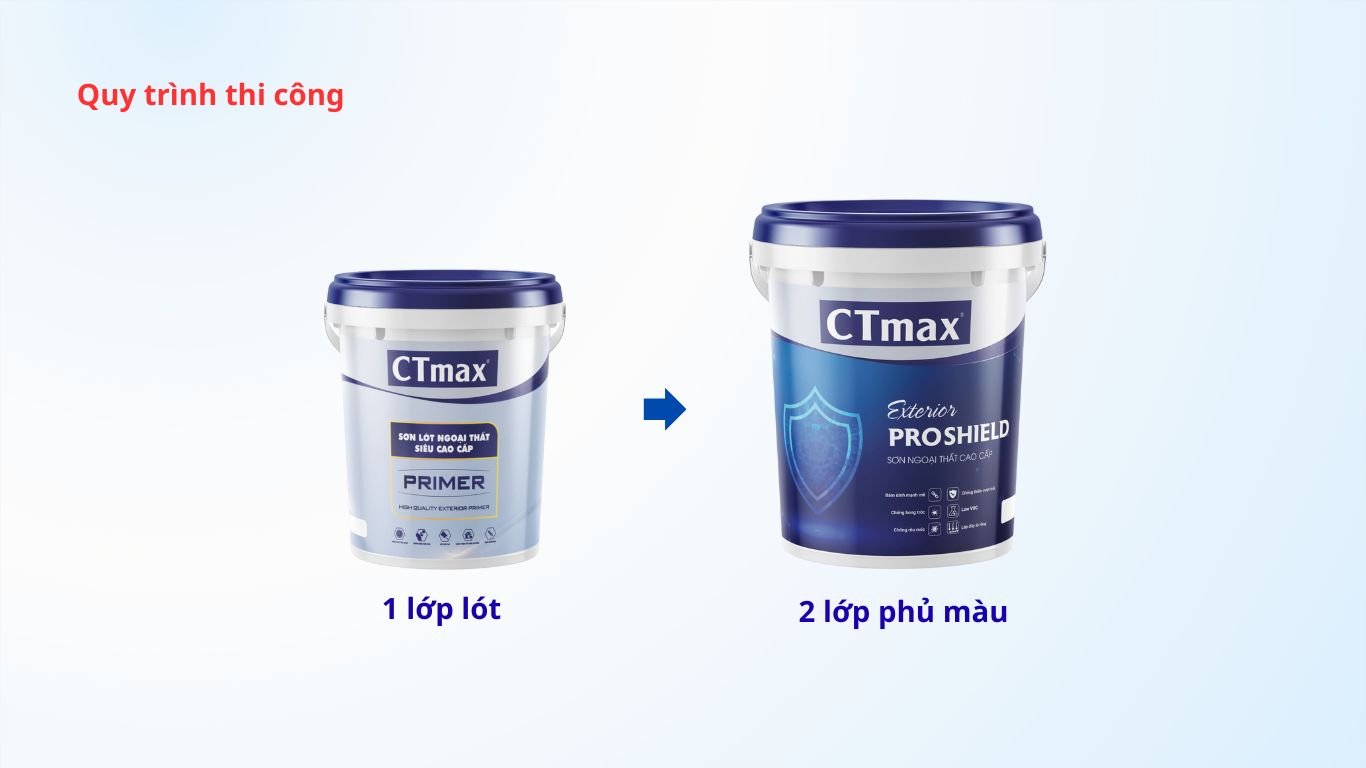 Quy trình thi công sơn màu ngoại thất CTmax phương án 2 ( không sử dụng bột bả )